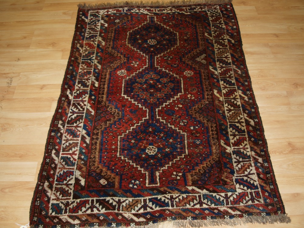 antique south west persian tribal rug shiraz region good colours circa 1920