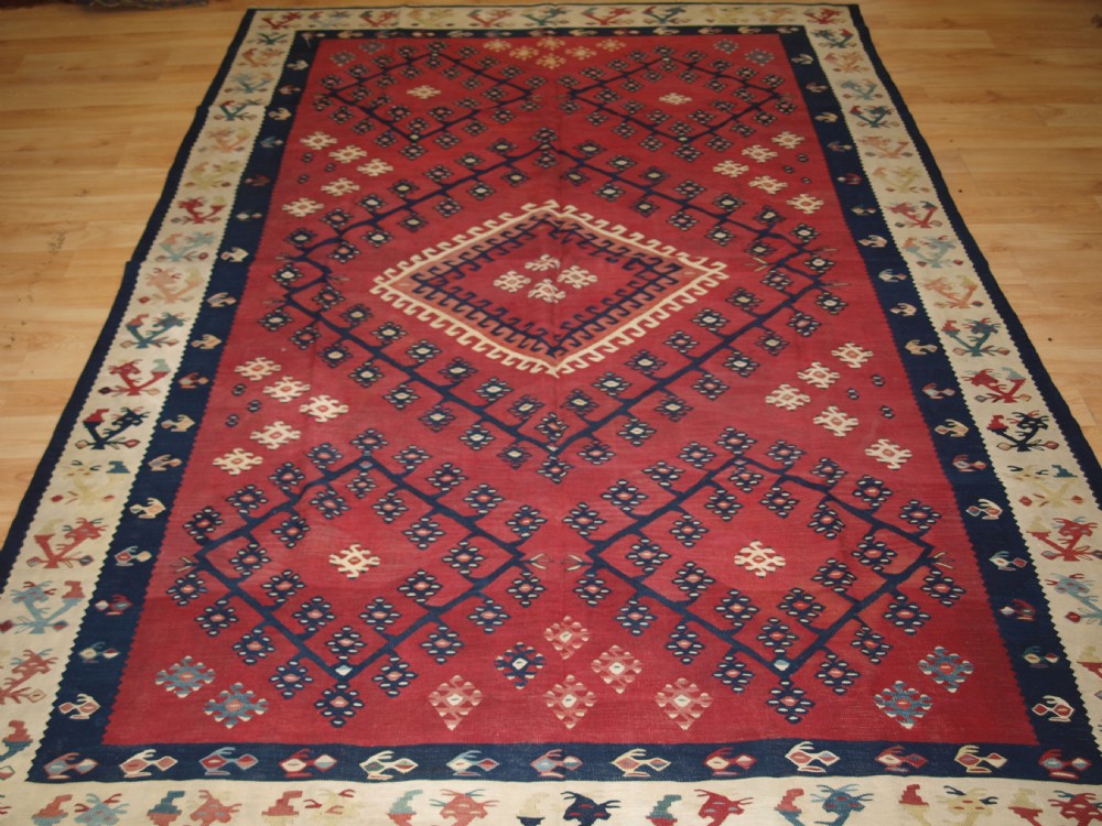antique turkish sarkoy kilim very fine weave cochineal dye circa 1870