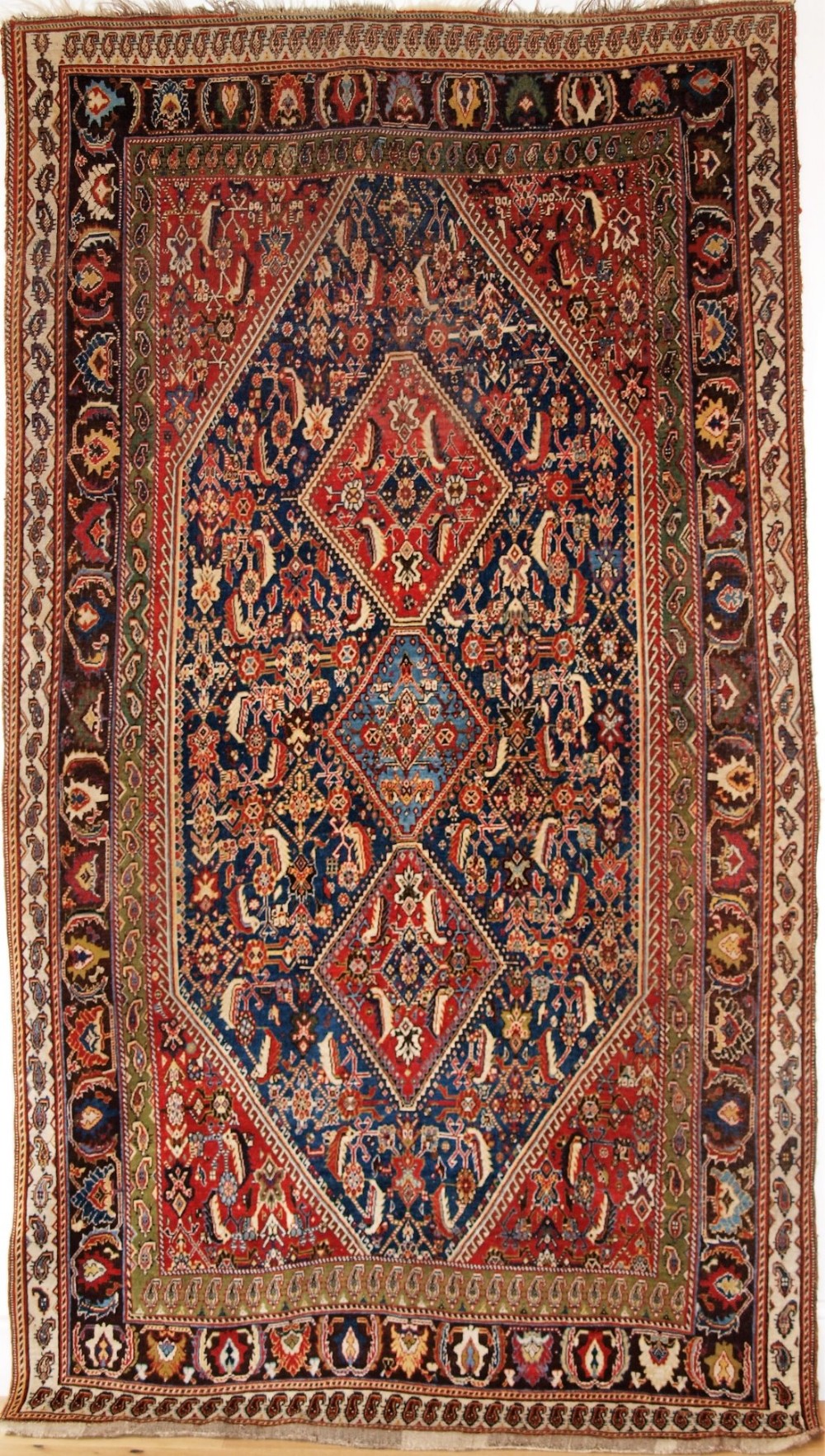 antique south west persian qashqai kashkuli rug with triple medallion design circa 1880