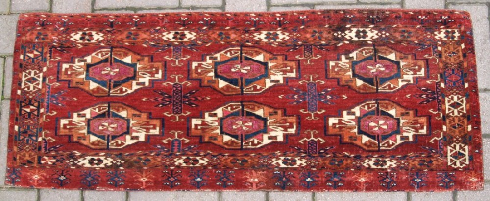 antique tekke turkmen 6 gul torba silk to gul centers very fine circa 1850