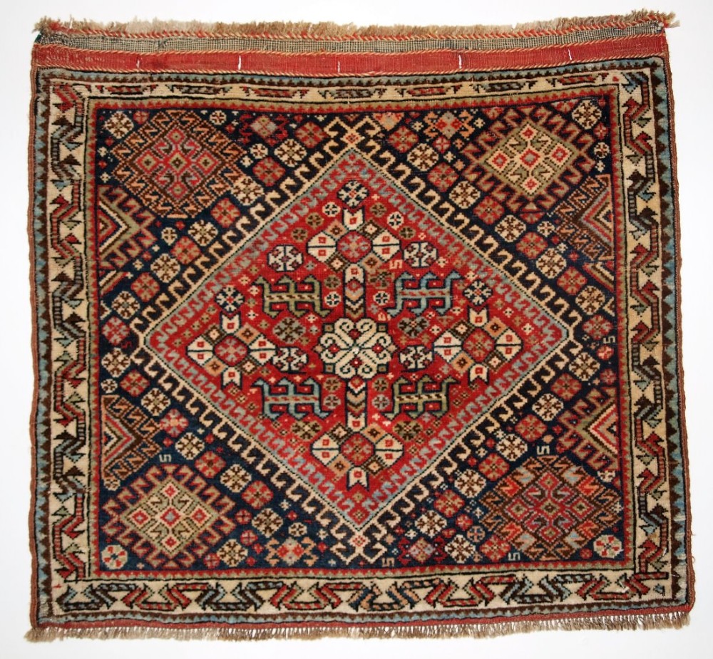 antique qashqai bag face traditional tribal design circa 1900