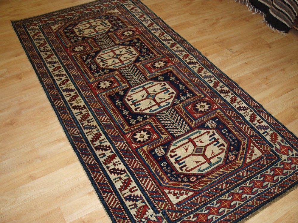 antique caucasian shirvan rug with 'surahani' garden design superb colours late 19th century