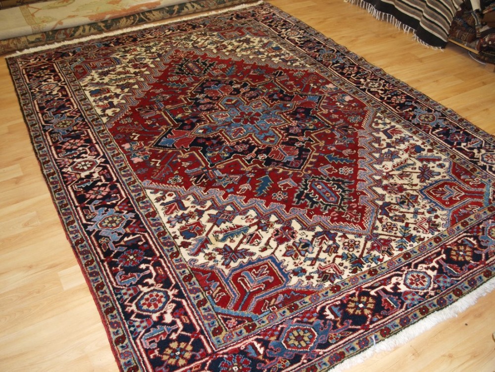antique north persian heriz carpet full pile heavy duty furnishing carpet circa 1920