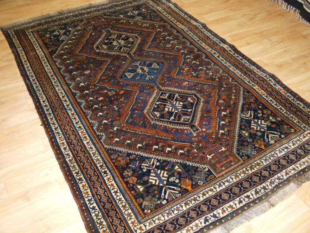 old south west persian shiraz region rug with tribal design great condition circa 1920