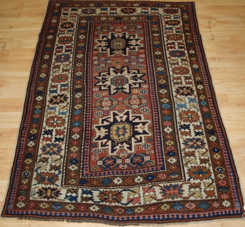 antique caucasian rug with 'leshgi star' design superb small rug late 19th century
