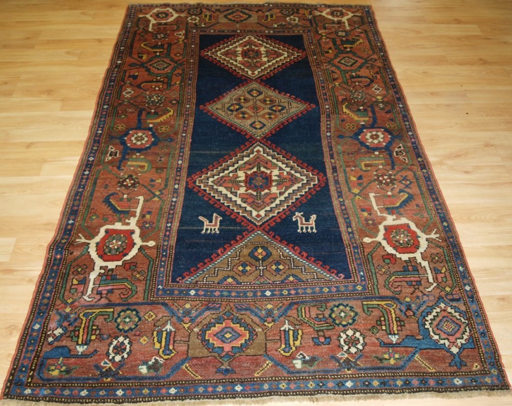 antique north west persian kurdish rug with superb large border circa 1900