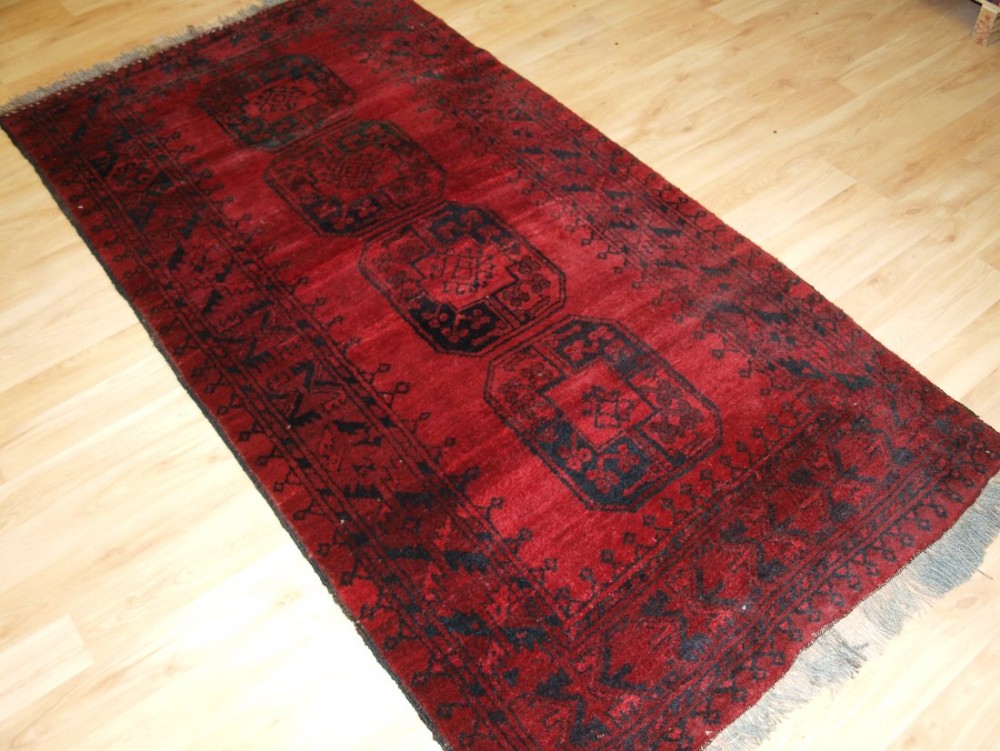 old afghan village rug traditional ersari design soft red colour hard wearing circa 1920