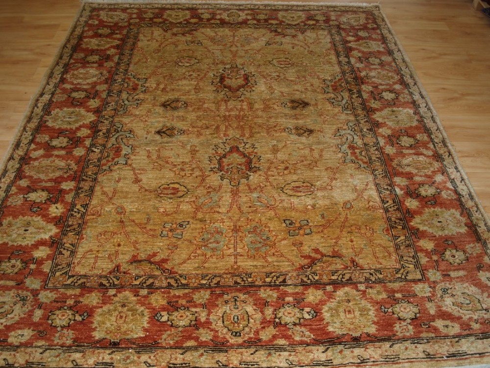 afghan ziegler design rug light colours ivory gold and terracotta about 10 years old
