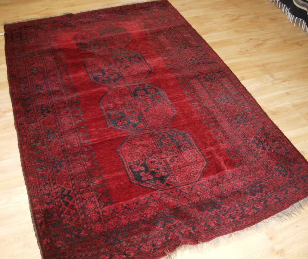 old afghan village rug large gul design soft red great condition circa 1920