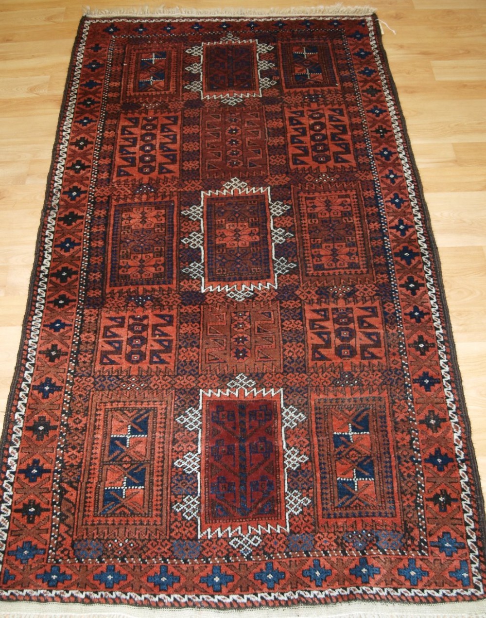 antique baluch rug with traditional timuri or yaqub khani tribal design circa 1900