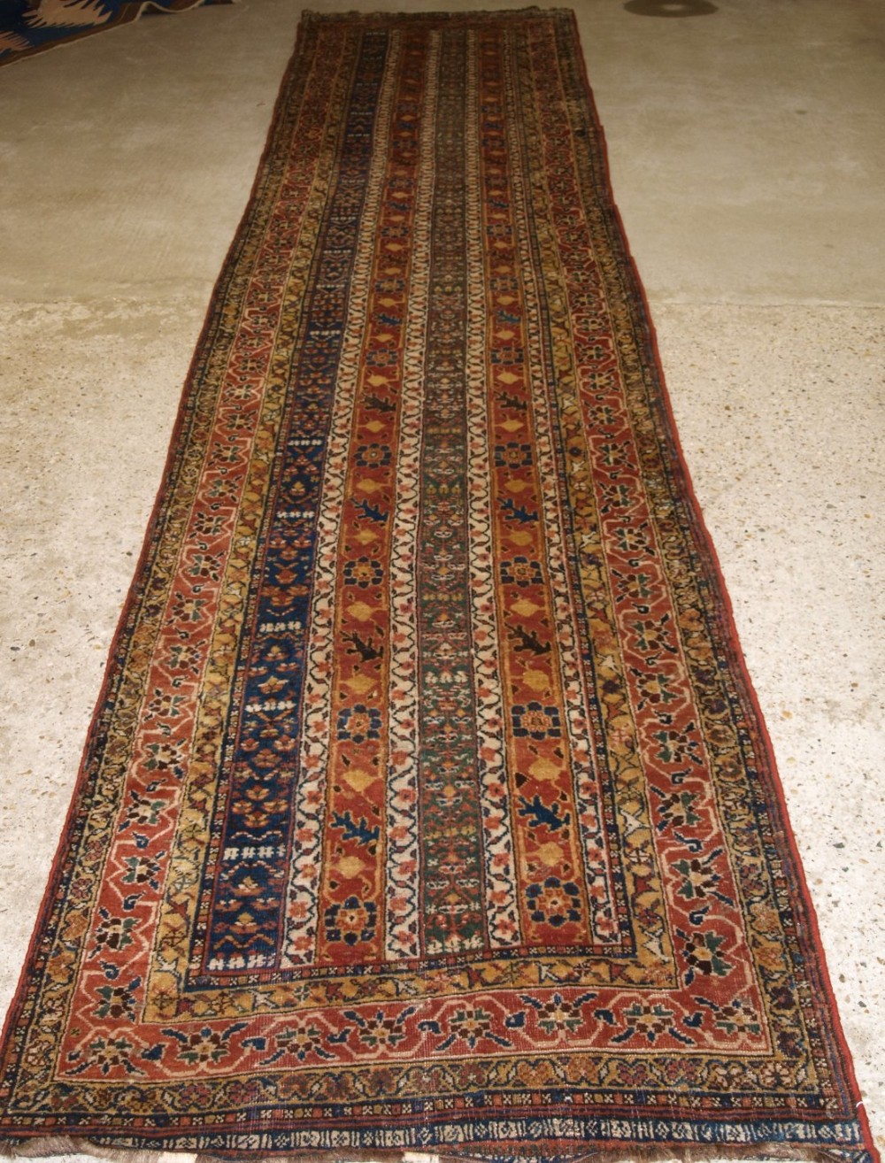 antique south west persian khamseh runner with stripe design late 19th century