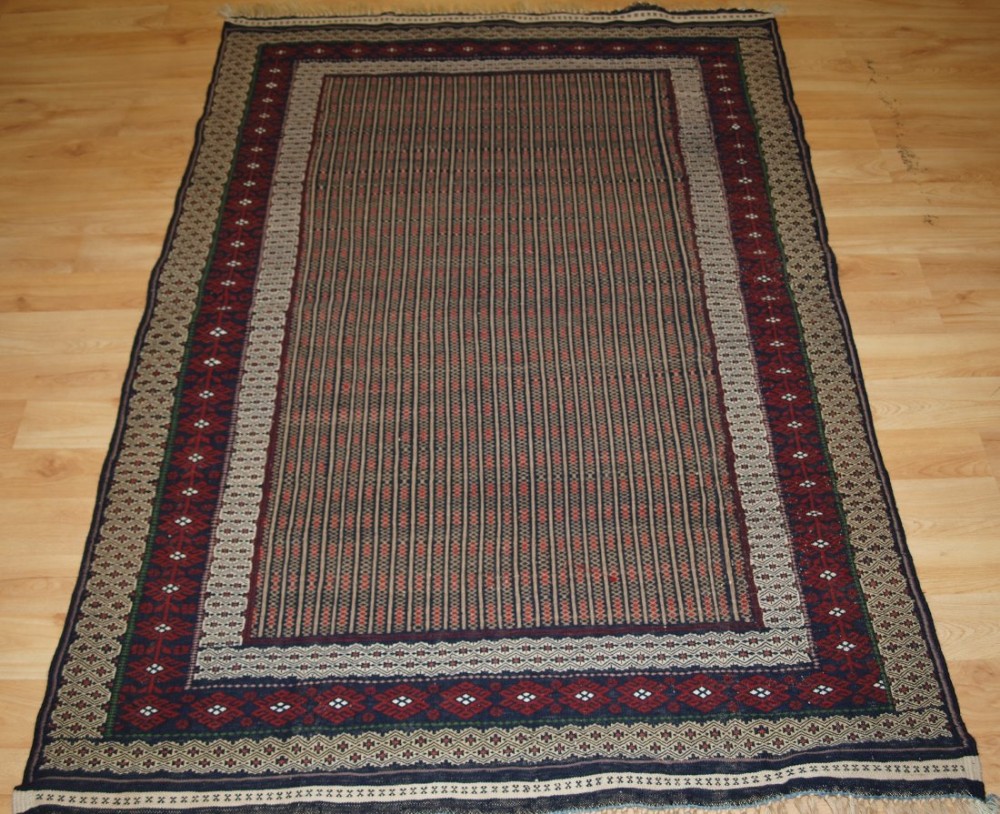 old afghan baluch kilim in weft work unusual colour combination fine design circa 1920