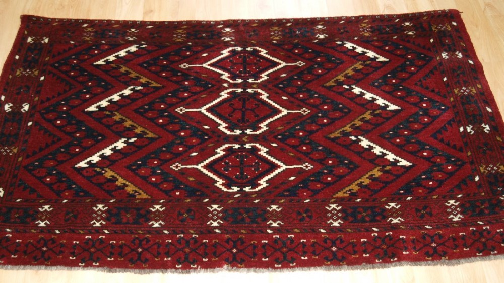 antique ersari beshir turkmen chuval with ikat design full pile circa 1900