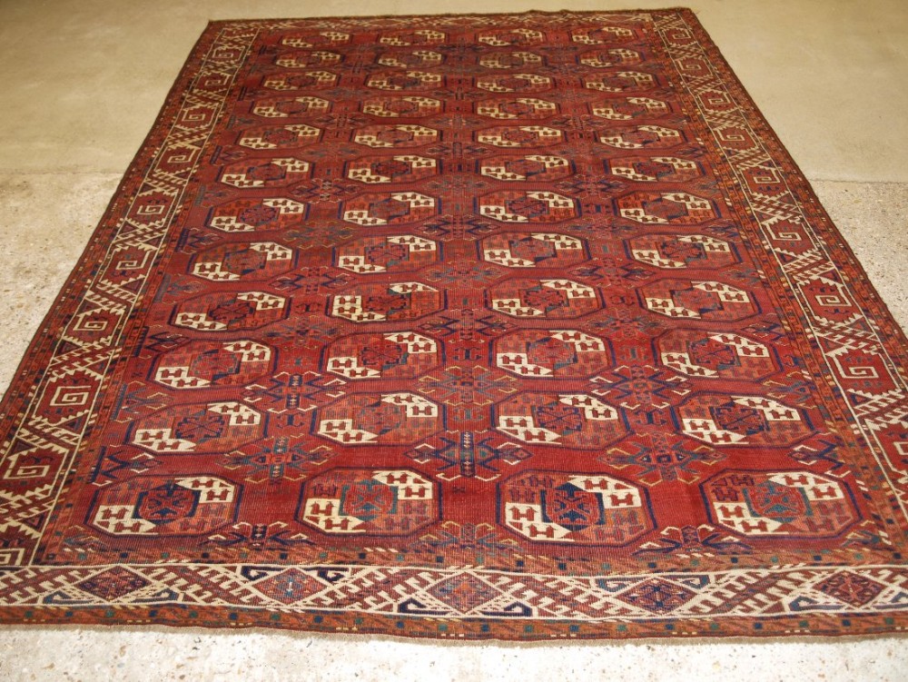 antique kizyl ayak ersari turkmen main carpet curl leaf border superb colour and drawing circa 1870