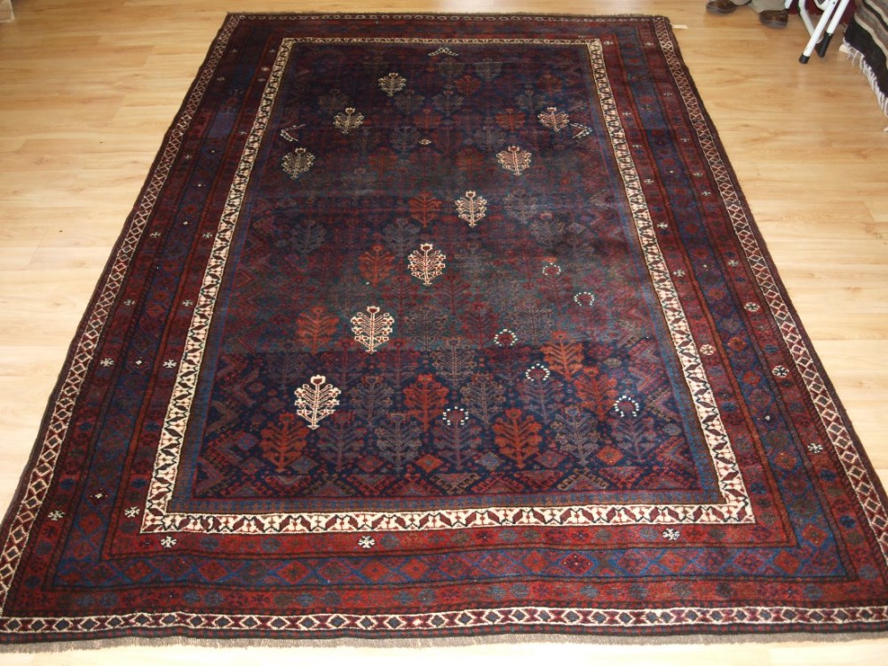 antique kurdish rug with all over shrub design outstanding condition late 19th century