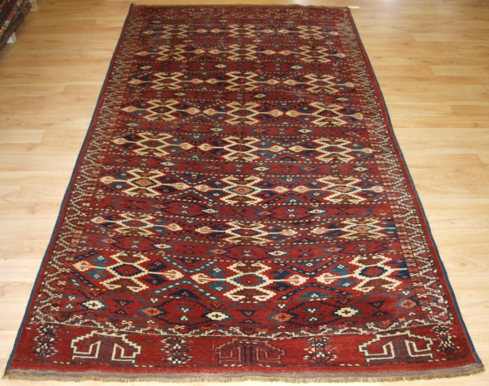 antique yomut turkmen rug of rare design superb colour and condition circa 1880