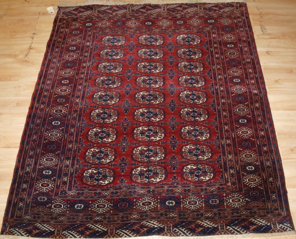 antique tekke turkmen rug small size with rich red colour circa 1900