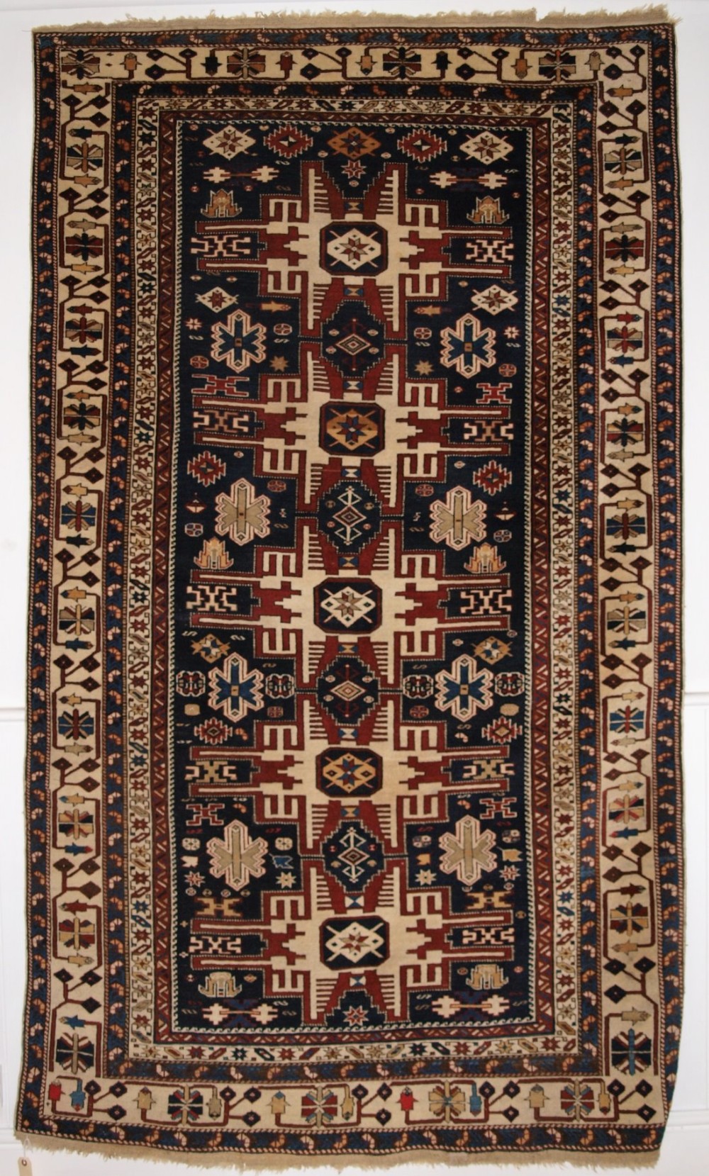 antique caucasian shirvan rug with star design beautiful border circa 1900