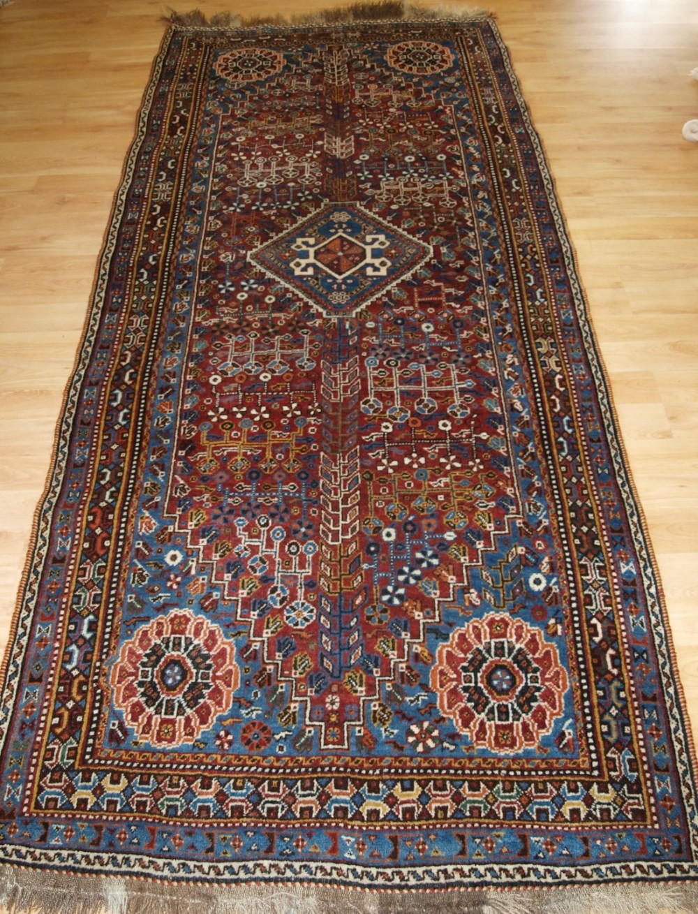 antique qashqai runner long rug tribal design superb condition circa 190020