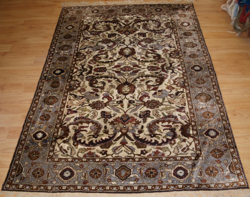 old silk rug with classic persian mahal design circa 1920