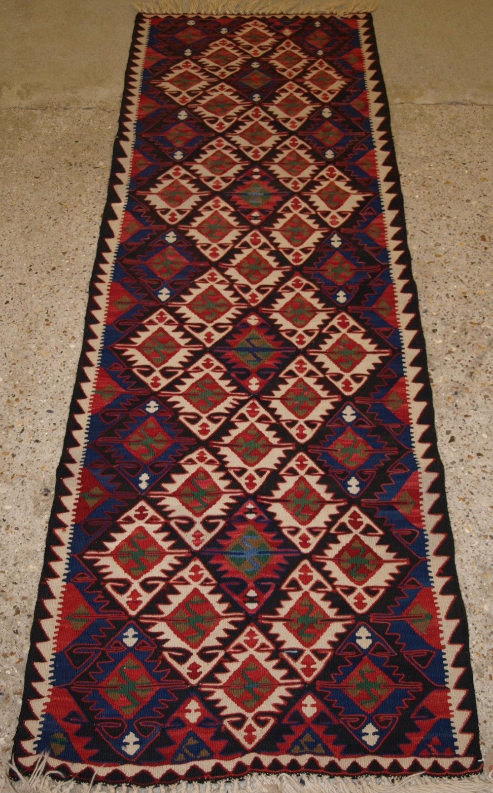 old turkish adana kilim rug runner traditional village design circa 1920