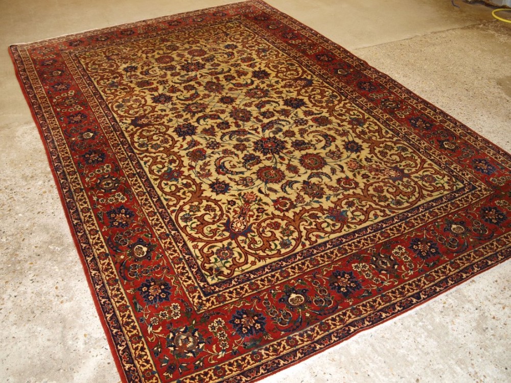 old isfahan carpet superb design very fine weave perfect condition 50 years old