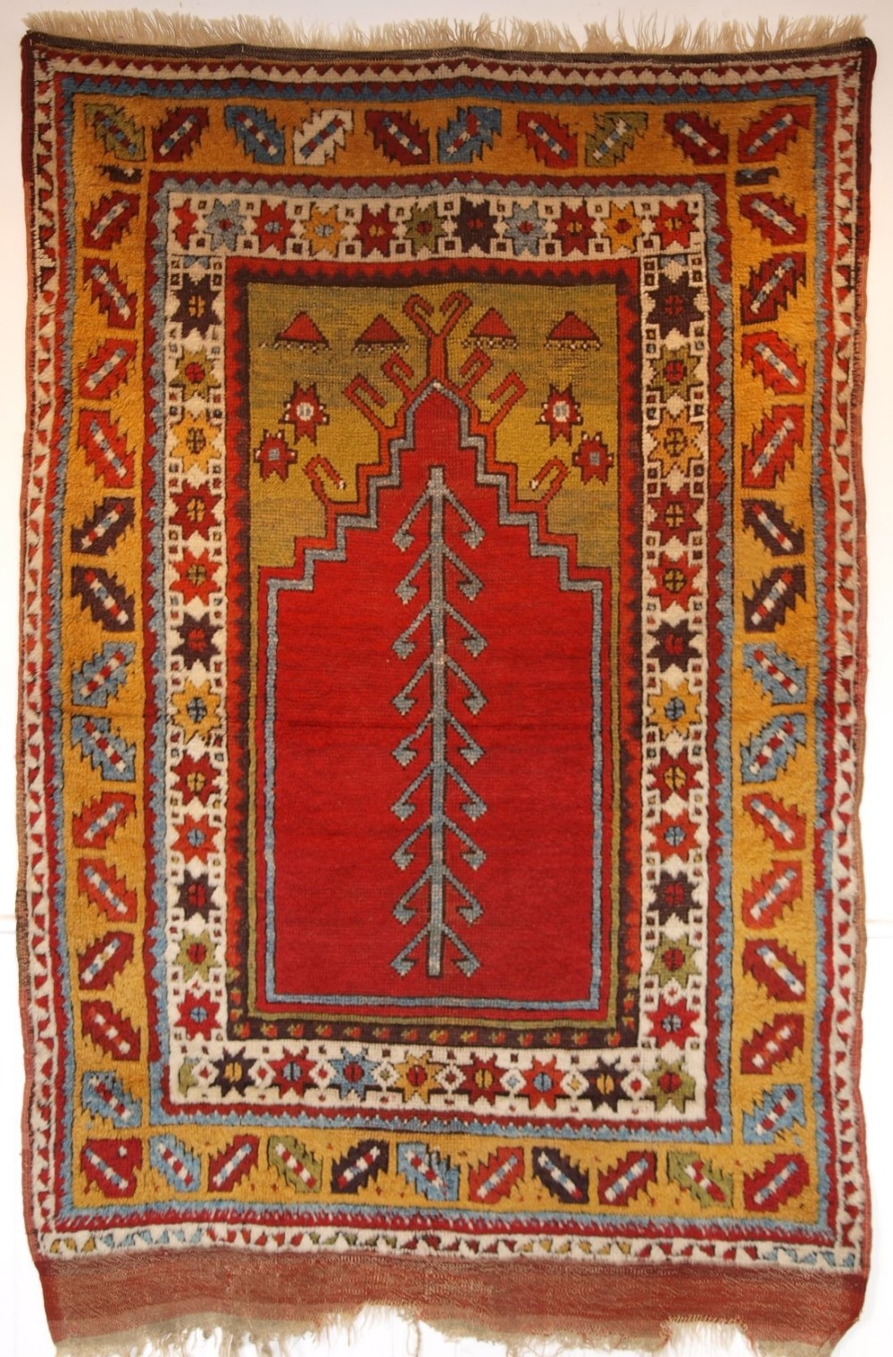 antique turkish konya region prayer rug superb colours 2nd half 19th century