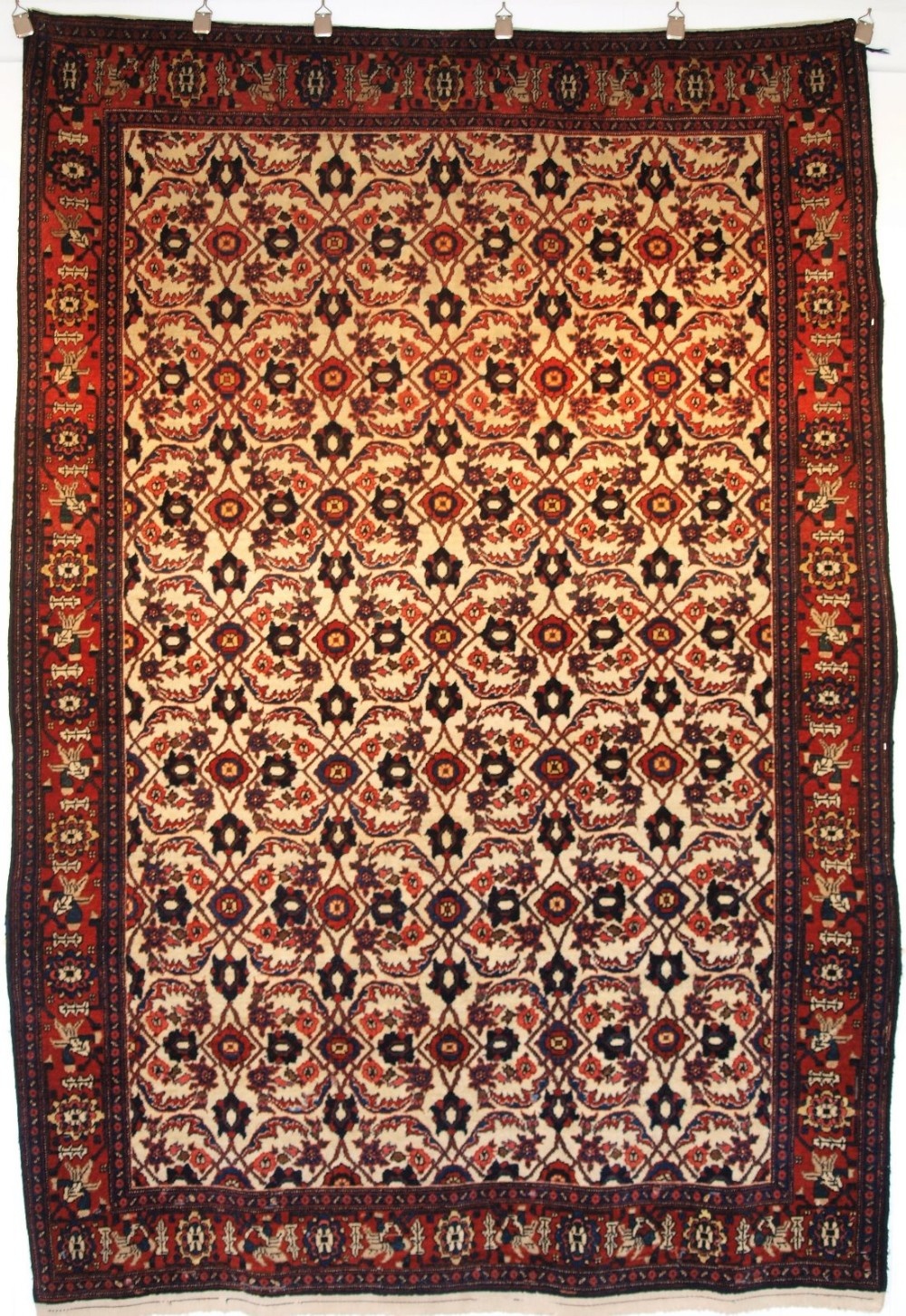 antique senneh rug ivory ground with herati design full pile circa 1900