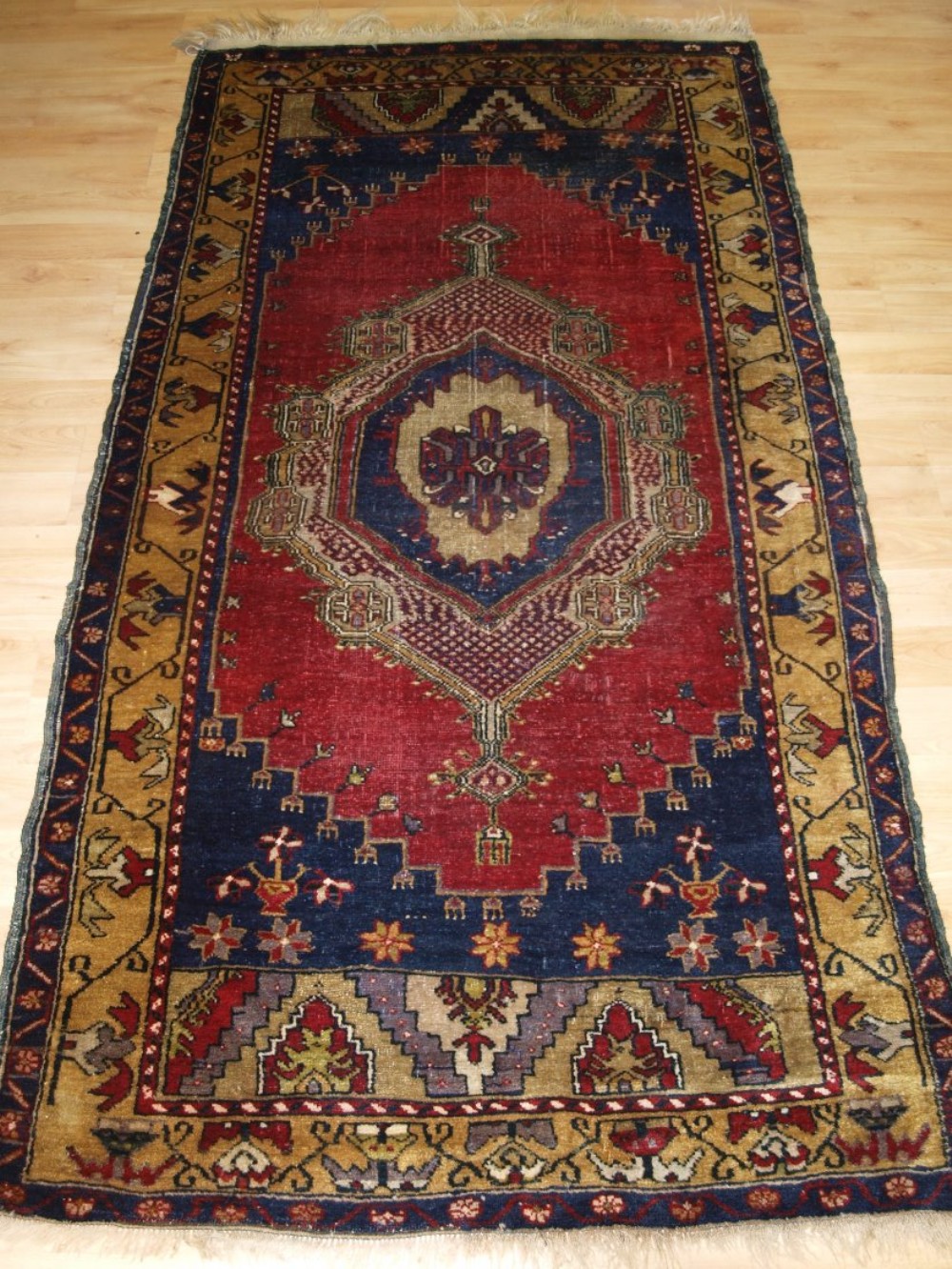 antique turkish anatolian yahyali rug classic village design and great colour circa 1900