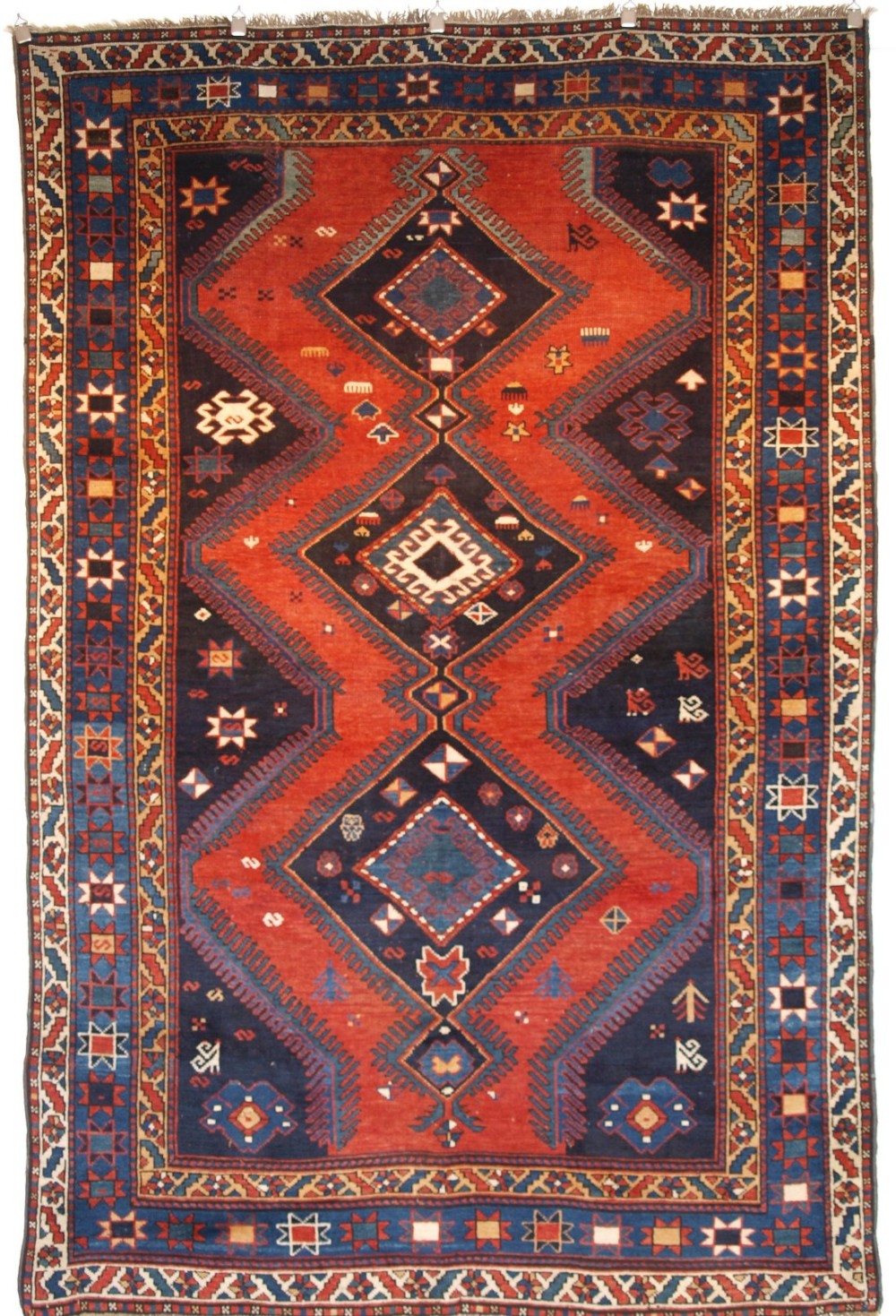 antique south west caucasian armenian kazak rug linked medallion design circa 1900