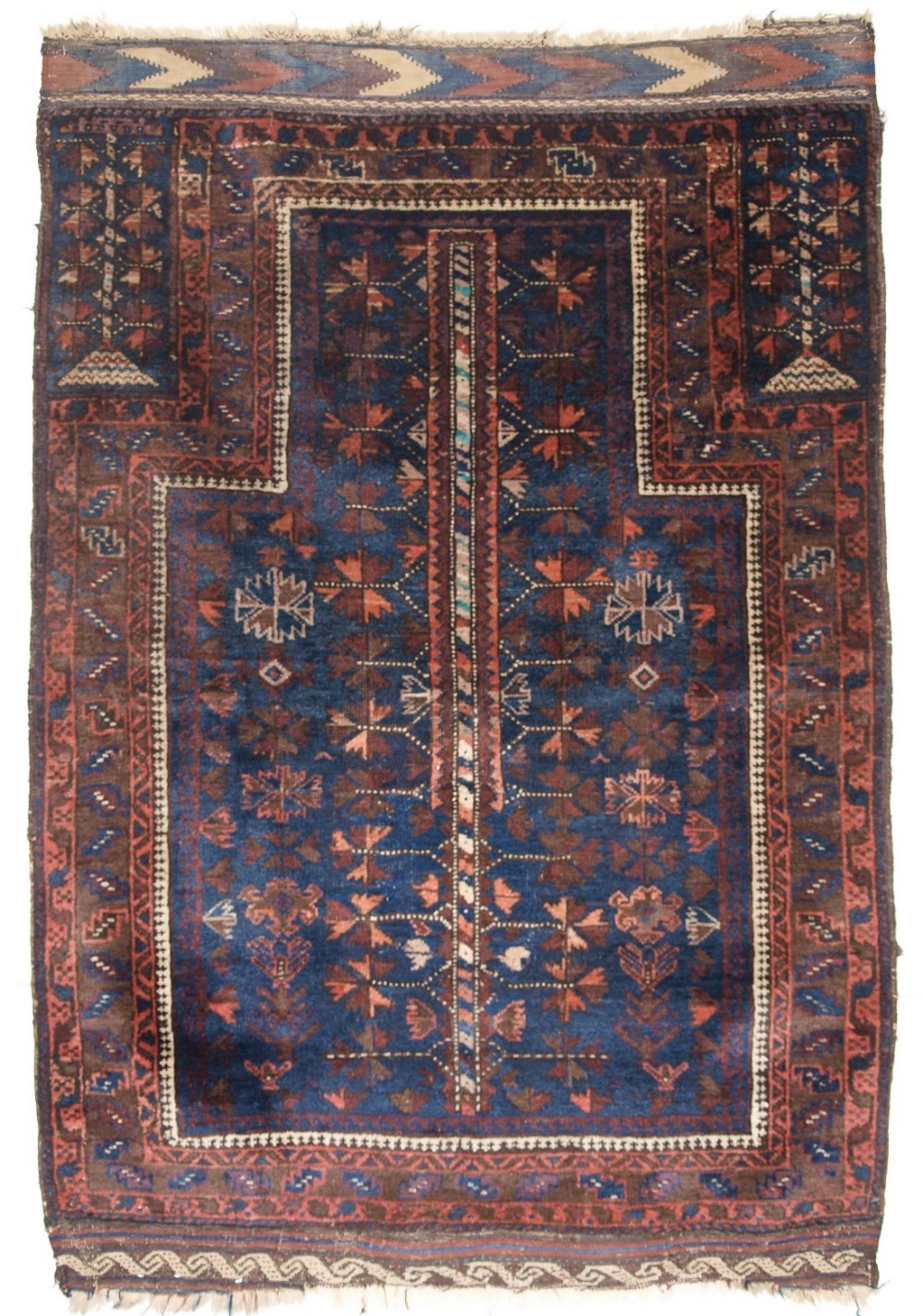 antique baluch prayer rug blue ground with tree of life late 19th century