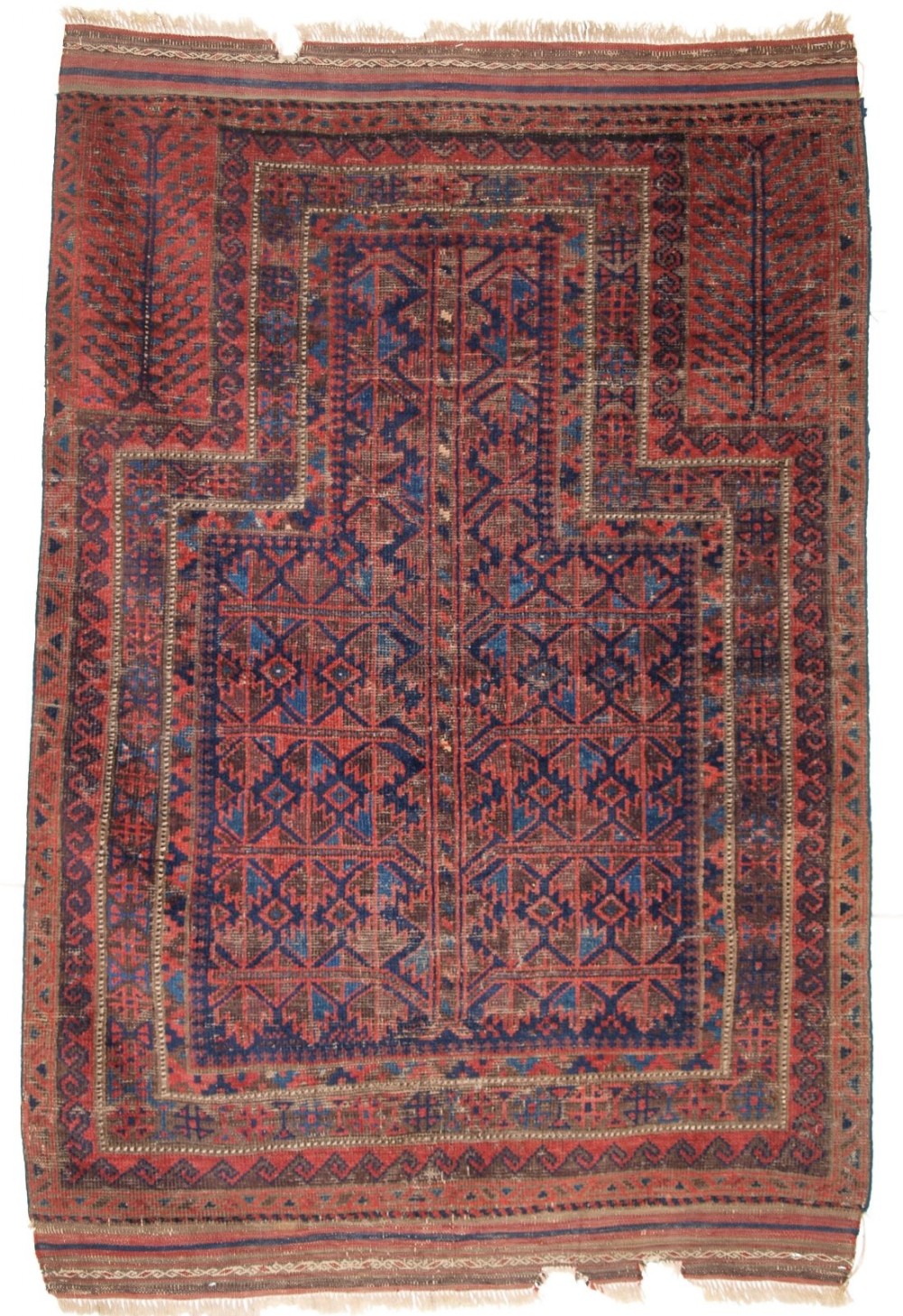 antique blue ground timuri baluch prayer rug mid 19th century