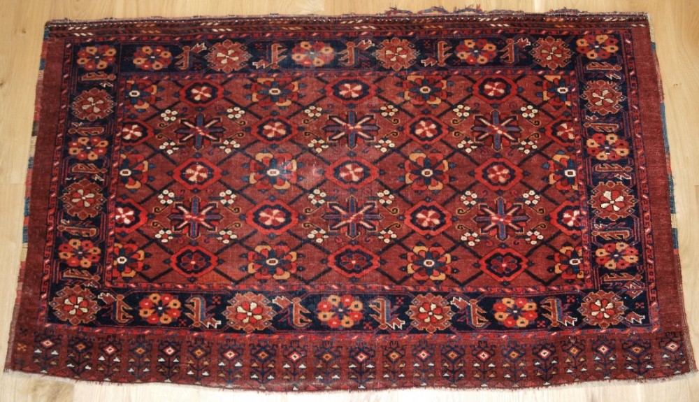 antique beshir turkmen chuval mina khani design with silk highlights circa 1880