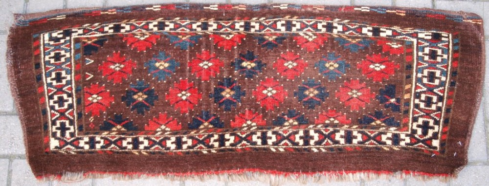 antique yomut turkmen torba great design and colour late 19th century one of a pair a