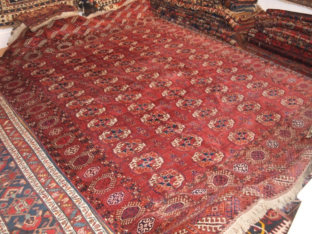 antique tekke turkmen main carpet superb soft wool and great colour circa 1880