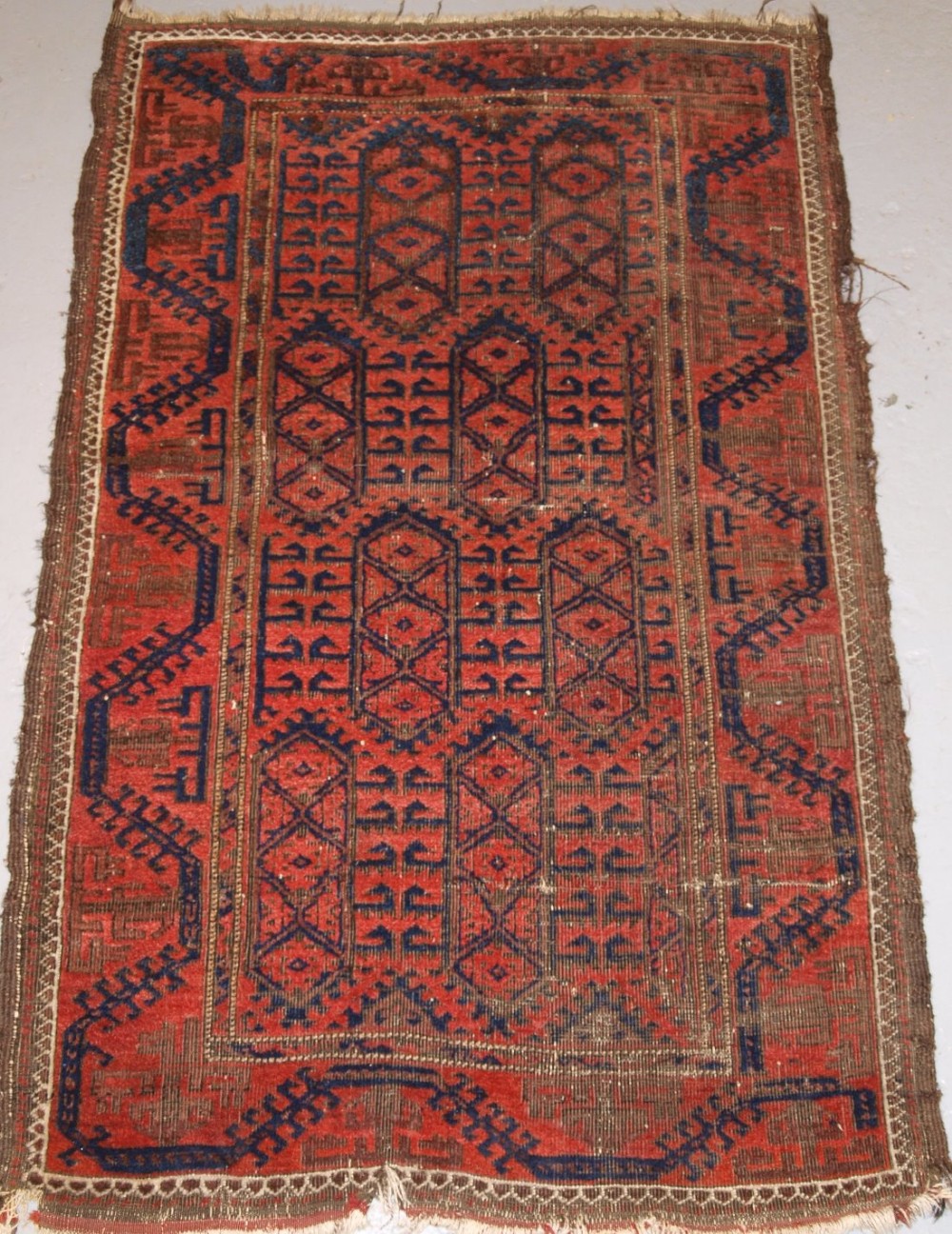 antique baluch rug interesting field design circa 1900