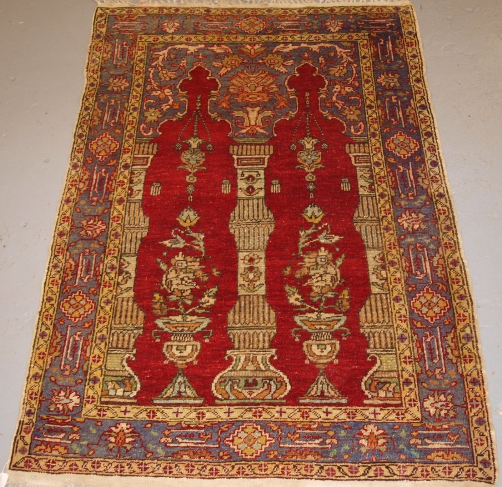 old turkish prayer rug of classic design excellent condition circa 1920