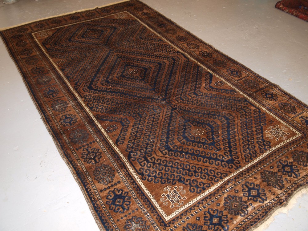 antique baluch main carpet of mushwani design superb wool circa 1900