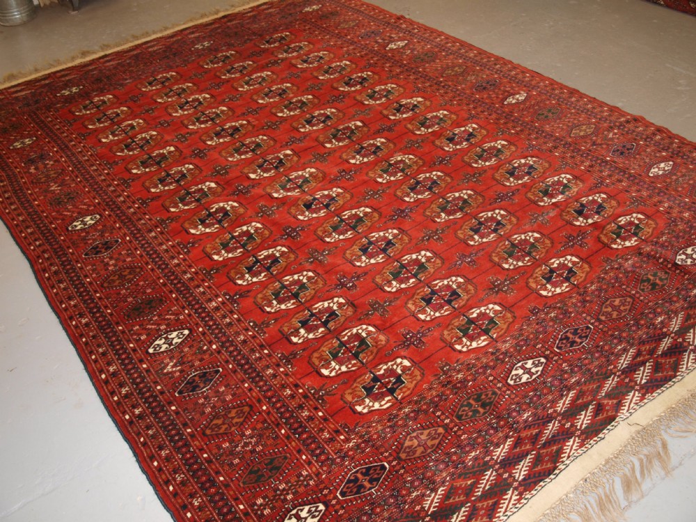 antique tekke turkmen main carpet full pile soft wool circa 1900