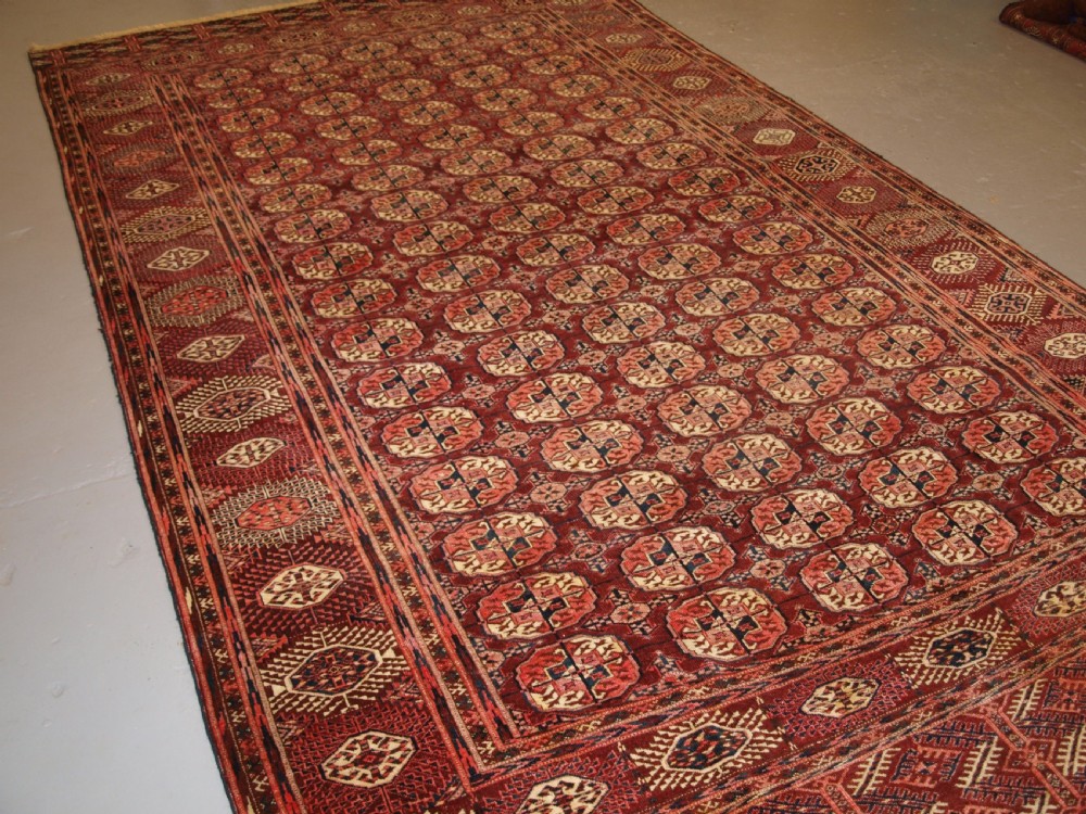 antique tekke turkmen carpet of unusual large size good colour circa 1900