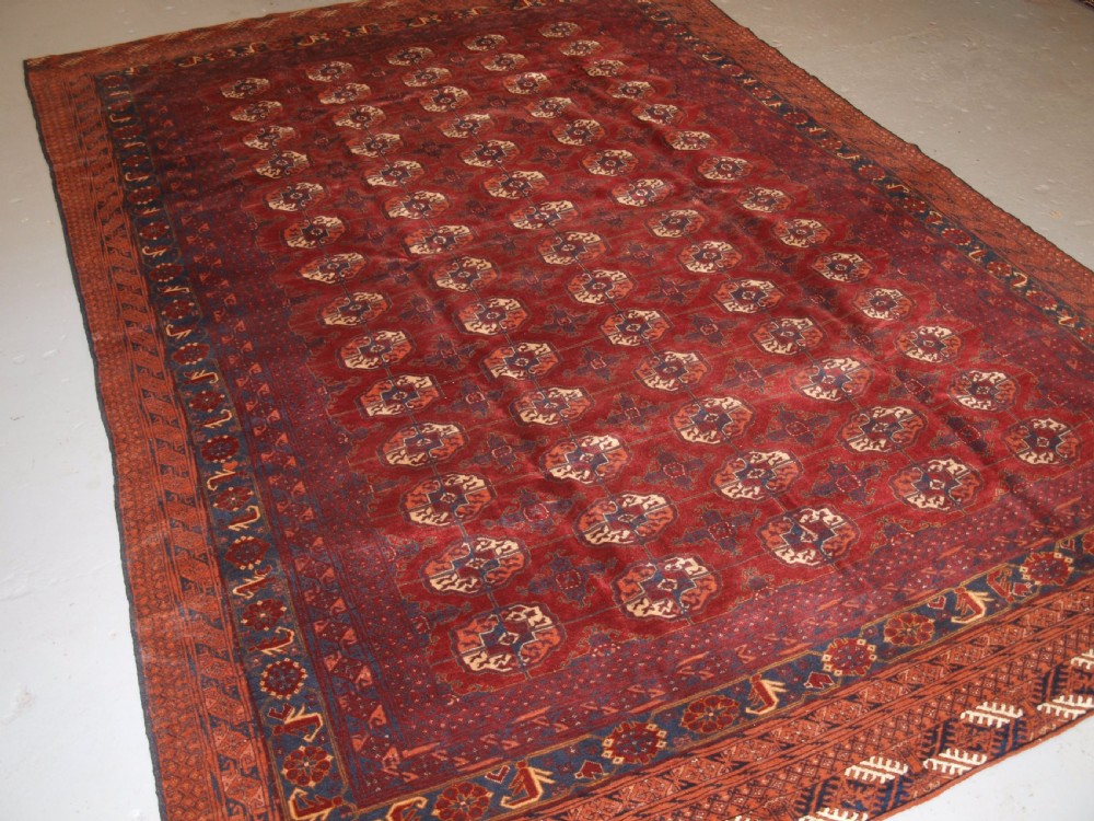 old afghan village carpet with beshir turkmen border design circa 1920