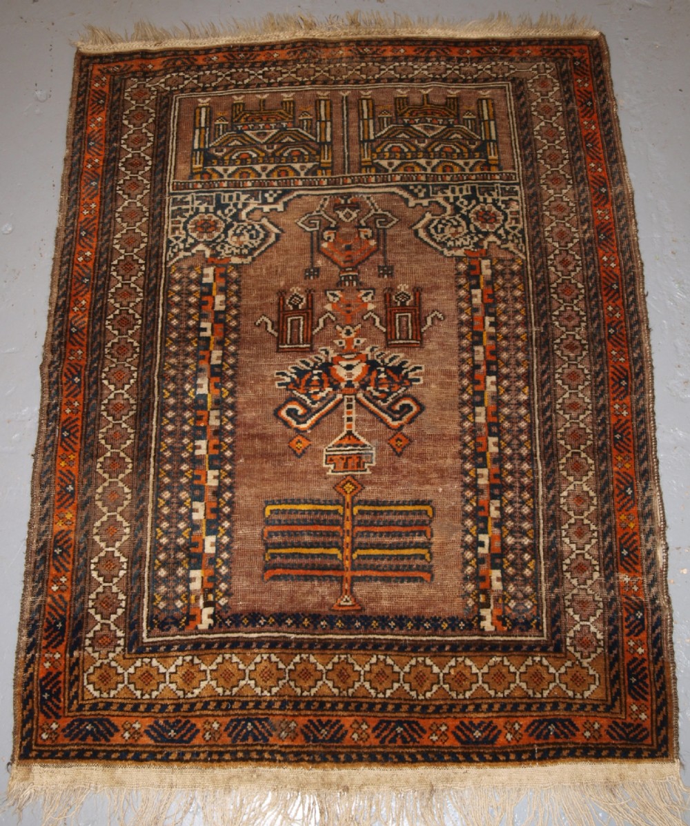antique afghan village mosque prayer rug kizil ayak turkmen circa 190020