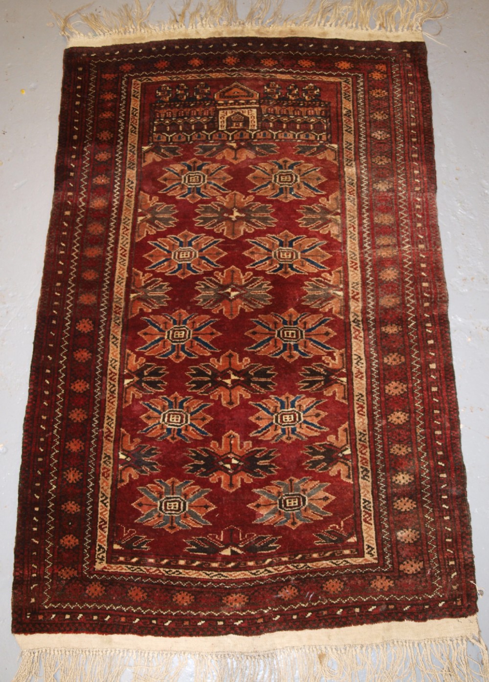 old afghan village mosque prayer rug excellent condition about 50 years old