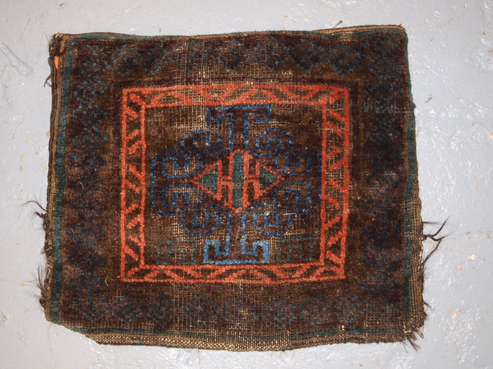 antique afghan baluch saddle bag good colours plain weave back circa 1900