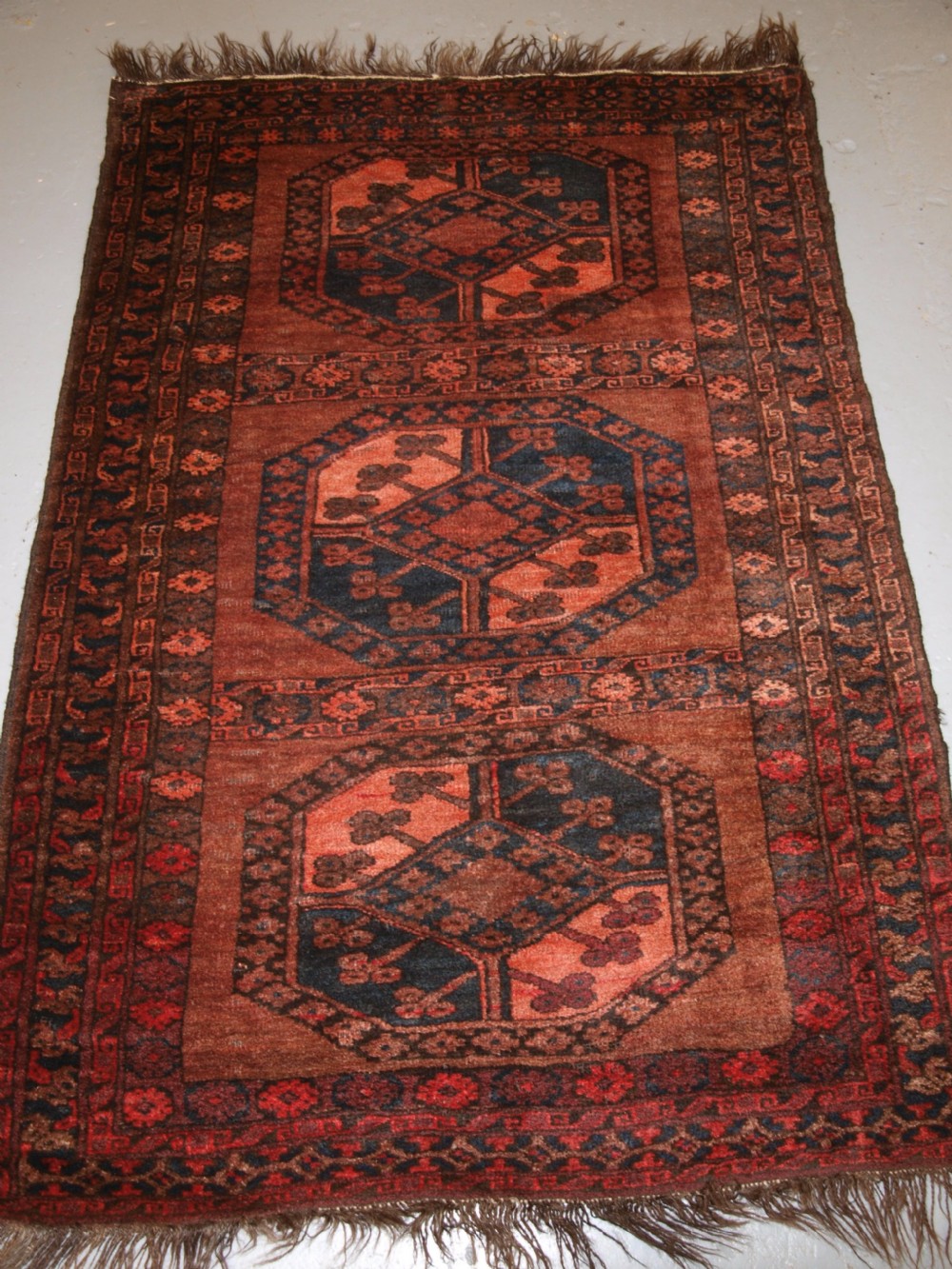 antique afghan village rug ersari weavers soft colours hard wearing circa 190020