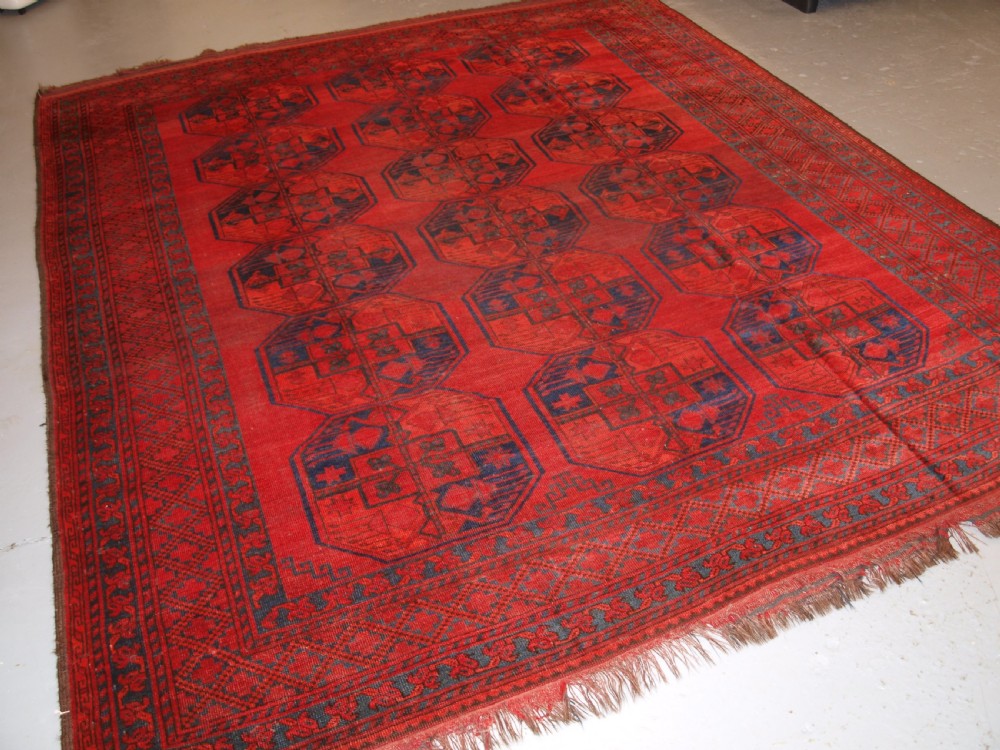 antique afghan sulayman carpet with superb colour some heavy wear circa 1890