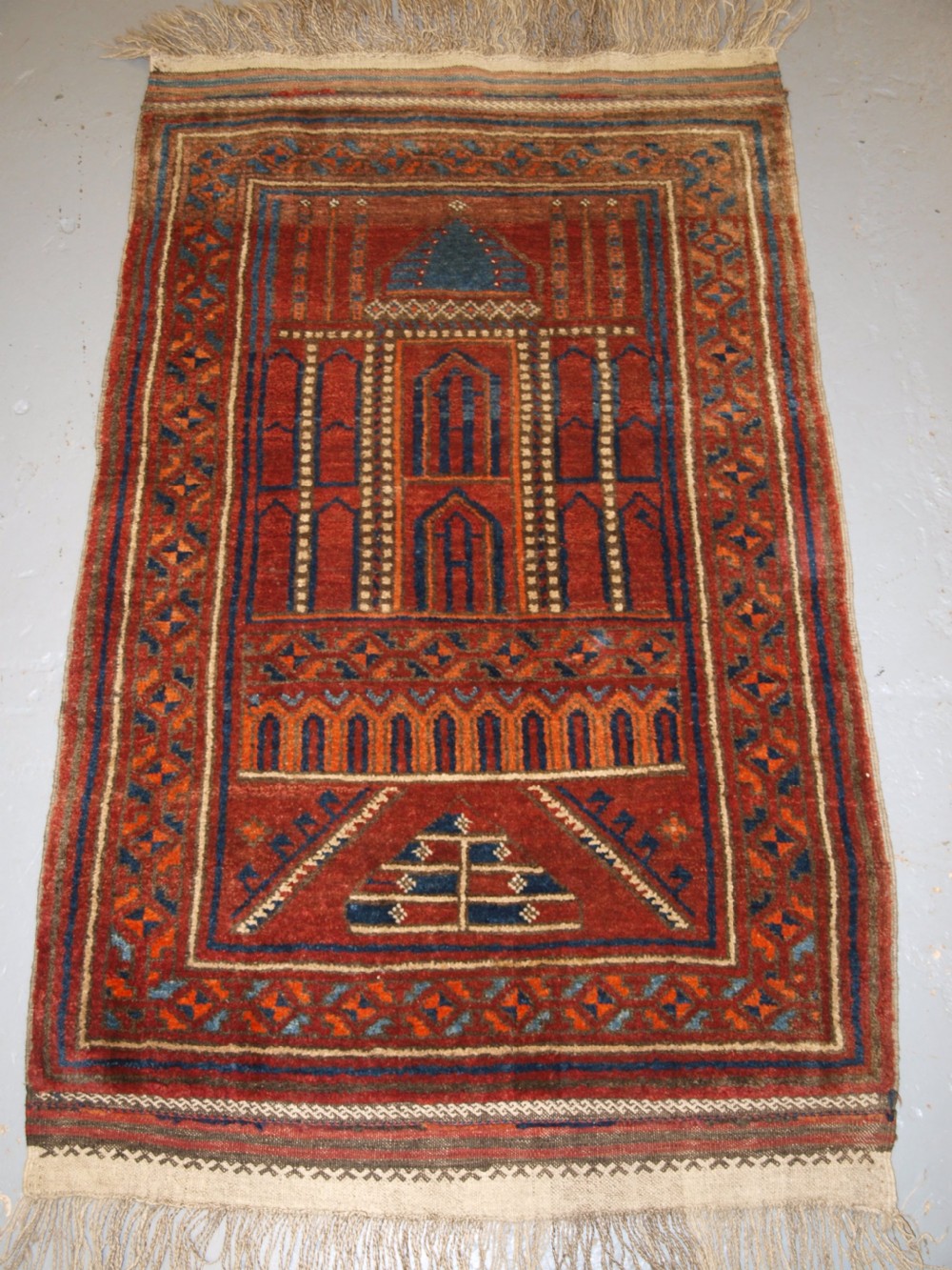 old afghan kizil ayak mosque prayer rug very soft wool circa 1920