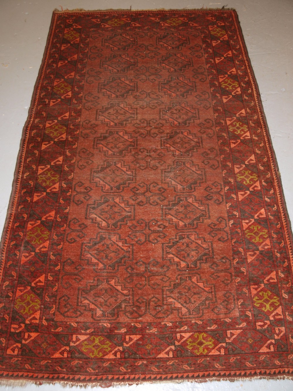 old afghan village rug soft brown colour some wear lived with look circa 1920
