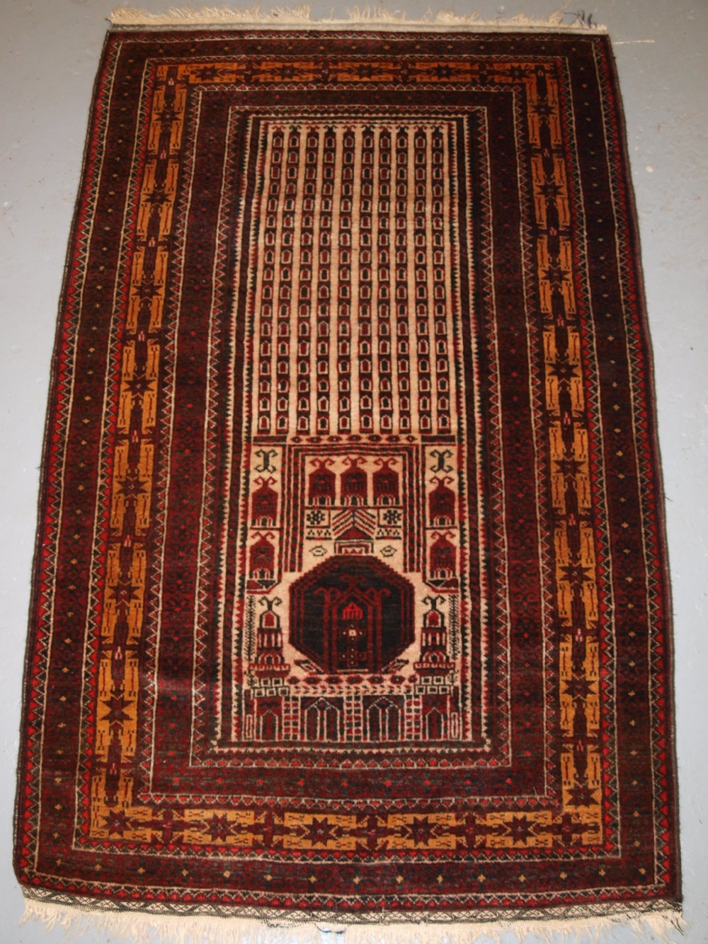 old afghan kizil ayak mosque prayer rug unusual design circa 1920