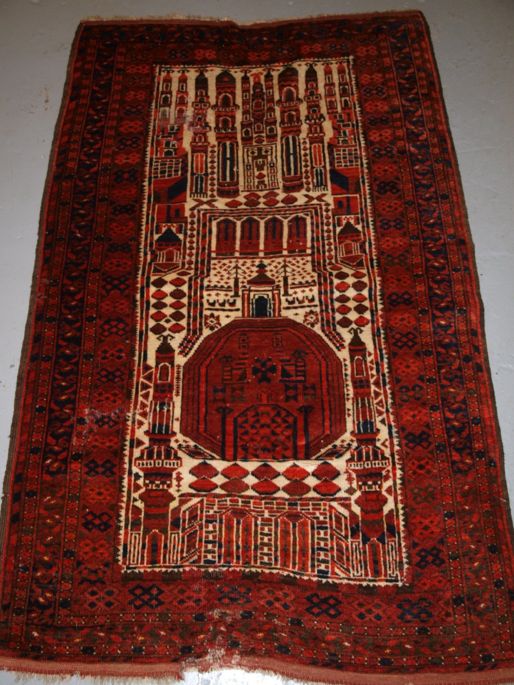 antique afghan kizil ayak mosque prayer rug circa 190020
